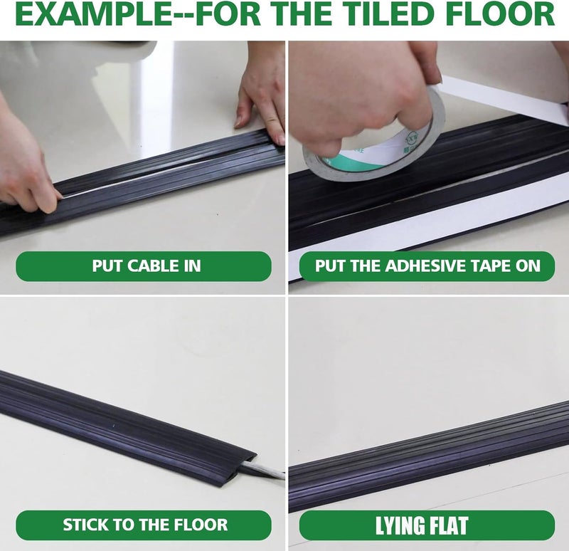 vilmon 4ft Floor Cable Cover Heavy Duty PVC Cord Cover Wire Cover to Prevent Trip Hazard for Home Office or Outdoor(4ft, Black) - Image 5